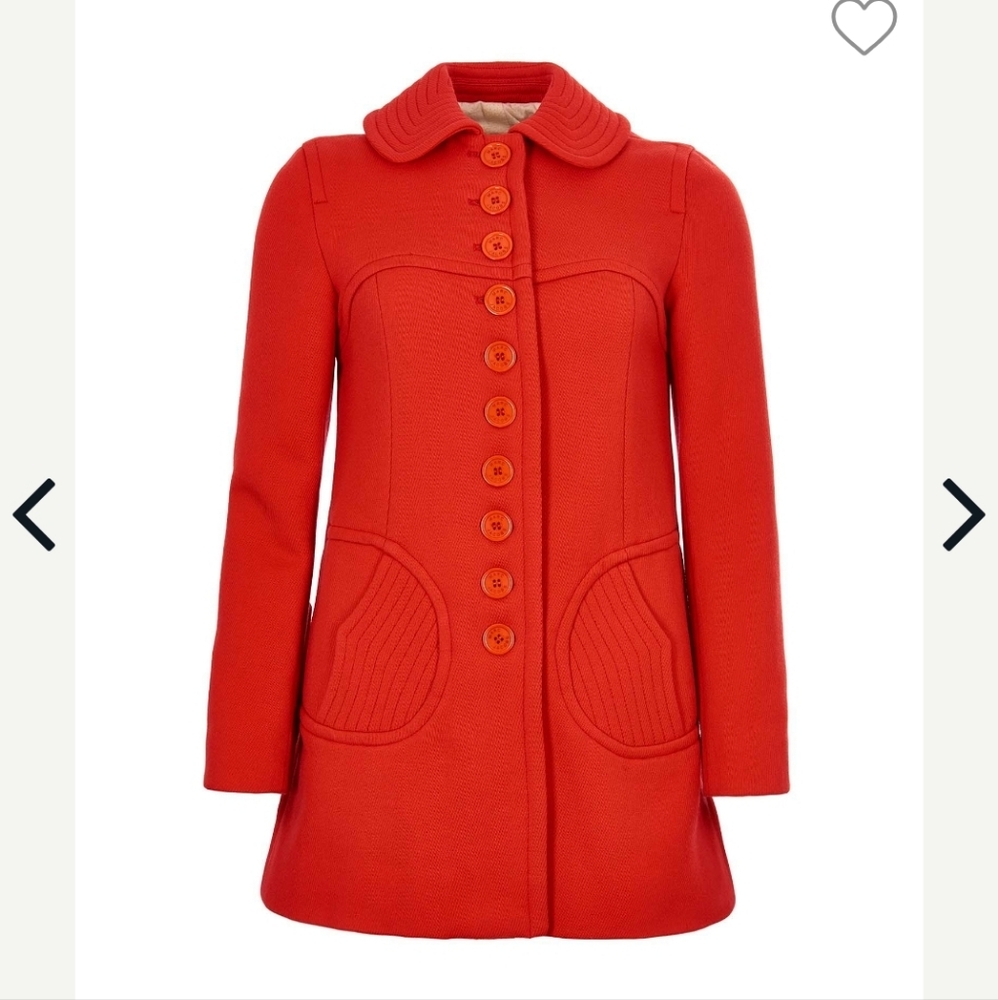 Marc Jacobs Vibrant Red Coat with Button Accents